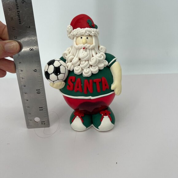 Santa Soccer Player Figurine Christmas Decor Polymer clay - Picture 4 of 4